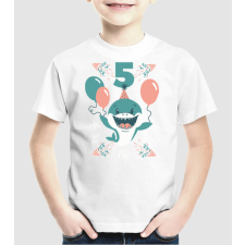 Pólómánia Birthday Shark 5 éves szülinapra cuki cápa - Uniszex Gyerek Póló gyerek póló