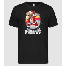 Pólómánia Boldog Karácsonyt Te Mopszos Állat - Férfi Alap póló férfi póló