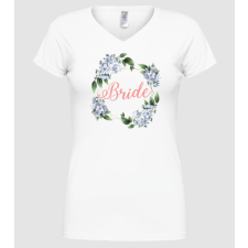 Pólómánia BRIDE blue floral - Női V-nyakú Póló női póló