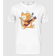 Pólómánia Cica Ukulele Gitár - Férfi Alap póló