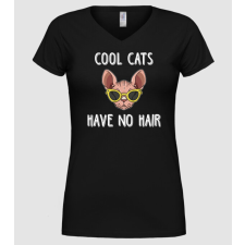 Pólómánia cool cats have no hair - Női V-nyakú Póló női póló
