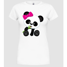 Pólómánia cute panda girl - Női Kerek nyakú Póló női póló