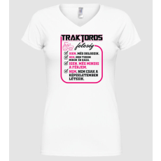 Pólómánia Feleség traktoros pink - Női V-nyakú Póló