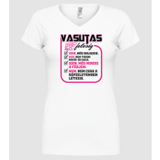 Pólómánia Feleség vasutas pink - Női V-nyakú Póló