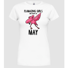 Pólómánia Flamazing girls are born in may black - Női Kerek nyakú Póló női póló