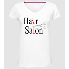 Pólómánia Hair Salon - Női Prémium V nyakú Póló