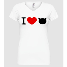 Pólómánia I love cica - Női V nyakú Póló női póló