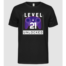 Pólómánia Level 21 Unlocked Gamer Születésnap - Férfi Alap póló