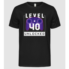 Pólómánia Level 40 Unlocked Gamer Születésnap - Férfi Alap póló