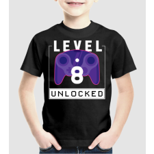 Pólómánia Level 8 Unlocked Gamer Születésnap - Uniszex Gyerek Póló gyerek póló