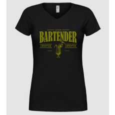 Pólómánia Lifestyle Bartender - Női V nyakú Póló