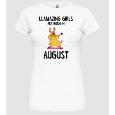 Pólómánia Llamazing girls are born in august black - Női Kerek nyakú Póló