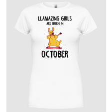 Pólómánia Llamazing girls are born in october black - Női Kerek nyakú Póló női póló