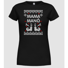 Pólómánia Mama Manó ugly sweater - Női Kerek nyakú Póló