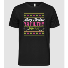 Pólómánia Merry Christmas Ya Filthy Animal - Férfi Alap póló