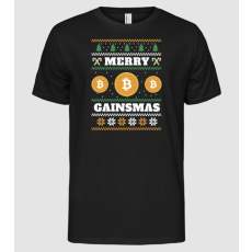 Pólómánia Merry Gainmas Bitcoin Csúnya Pulcsis póló - Férfi Alap póló