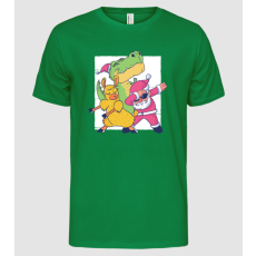 Pólómánia Mikulás Láma T-rex DAB karácsonyra - Férfi Alap póló