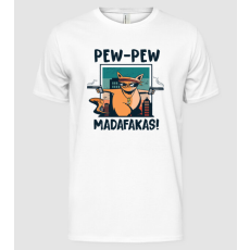 Pólómánia Pew Pew Madafakas Cica dark - Férfi Alap póló