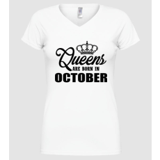 Pólómánia queens october - Női V nyakú Póló