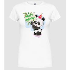 Pólómánia Szülinapos panda - Női Kerek nyakú Póló