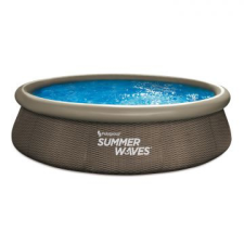 Polygroup Summer waves: felfújható perem&#369;, rattan mintás medence papírsz&#369;r&#337;s vízforgatóval - 366 cm medence