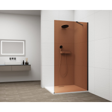 Polysan ESCA BLACK MATT Walk-in zuhanyfal, falra szerelhető, barna üveg, 1300mm kád, zuhanykabin