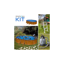 Pontaqua KIT WOOD fémfalas családi medence szett 610 x 375 x 120 cm medence