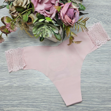 Poppy Lézervágott csipkés szélű tanga Púder női alsó