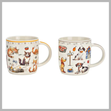  Porcelán Bögre Macska/Kutya Dekorációval 10042735 bögrék, csészék
