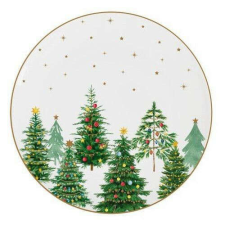Porcelán desszerttányér 19cm, Festive Trees tányér és evőeszköz