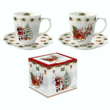 Porcelán eszpresszócsésze+alj 2 személyes,110ml, dobozban, Nostalgic Christmas bögrék, csészék