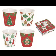 Porcelán eszpresszópohár 100ml,4 személyes, dobozban, Jingle Bells bögrék, csészék