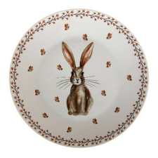 Porcelán lapostányér 26cm nyuszis, Rustic Easter Bunny tányér és evőeszköz