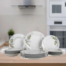  Porcelán tányérszett  OLIVES 18db , 600005OL tányér és evőeszköz