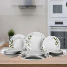  Porcelán tányérszett  OLIVES 18db , 600005OL tányér és evőeszköz