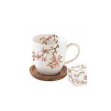  Porcelánbögre akácfa alátéttel,350ml,dobozban,Sakura bögrék, csészék