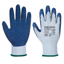 Portwest A100 Mártott latex védőkesztyű (8/M) (szürke/kék) védőkesztyű