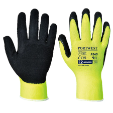 Portwest A340YERXL Portwest Hi-Vis Grip mártott latex védőkesztyű védőkesztyű