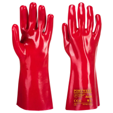 Portwest A435 PVC hosszúszárú védőkesztyű (piros, 35cm) védőkesztyű