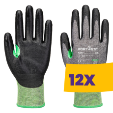 Portwest A637 Vágásbiztos 18-as kötéssűrűség munkavédelmi kesztyű szürke (Karton - 12 pár)