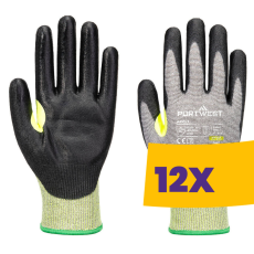 Portwest A651 Vágásbiztos PU bevonatos munkavédelmi kesztyű szürke (Karton - 12 pár)