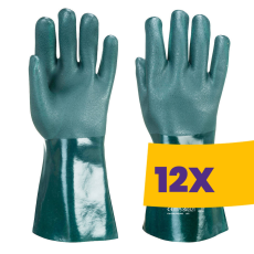 Portwest A835 Duplán mártott PVC védőkesztyű 35cm zöld (Karton - 12 pár)
