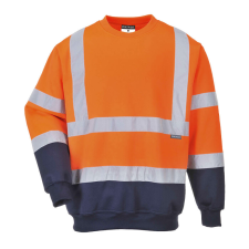 Portwest B306 Kéttónusú Hivis jól láthatósági pulóver narancs - sötétkék láthatósági ruházat