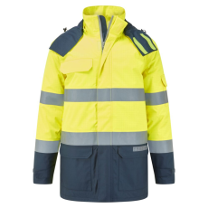 Portwest Bizflame Rain + Hi-Vis Multi-Norm Contrast FR téli kabát Yellow/Navy S