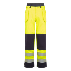 Portwest Bizflame Work Hi-Vis Contrast FR lengőzsebes nadrág Yellow/Navy XXXL