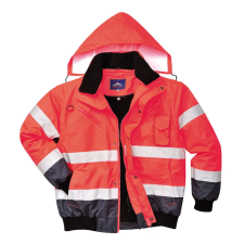 Portwest C465 Hi-Vis Kontraszt Bomber dzseki piros/navy színben munkaruha