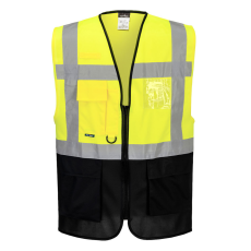 Portwest C476 Warsaw jól láthatósági vezetői mellény (sárga/fekete, 3XL)