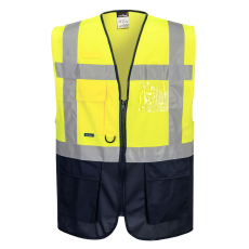 Portwest C476 Warsaw jól láthatósági vezetői mellény (sárga/navy, 4XL)