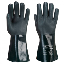 Portwest Duplán mártott PVC védőkesztyű 35cm A835 Zöld XL méret védőkesztyű