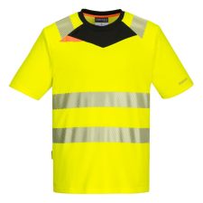 Portwest DX413 DX4 Hi-Vis rövid ujjú pólóing sárga-fekete láthatósági ruházat